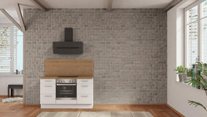 nobilia Miniküche Reutlingen 150 cm Alpinweiß matt Eiche Provence mit Backofen