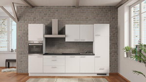 nobilia Studentenküche Hennef (Sieg) 330 cm Weiß Beton Schiefergrau mit Elektrogeräten