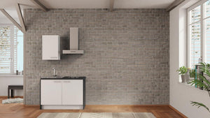 nobilia Teeküche Erfurt 120 cm Alpinweiß matt Beton Schiefergrau Kompaktküche