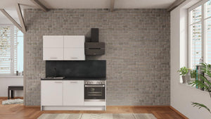 nobilia Teeküche Erlangen 180 cm WeißBeton Schiefergrau mit Geschirspüler