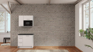 nobilia Teeküche Göttingen 90 cm Alpinweiß matt Beton Schiefergrau Kompaktküche