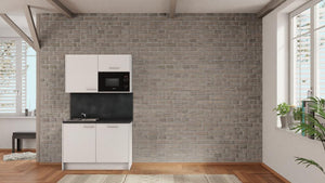 nobilia Teeküche Konstanz 120 cm Alpinweiß matt Beton Schiefergrau mit Geschirspüler