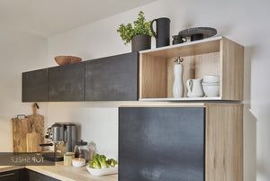 nobilia U-Küche Speed 288 Schwarzbeton / 123 Eiche Virginia 245 x 255 x 245 cm Küche konfigurierbar mit Elektrogeräten spiegelverkehrt