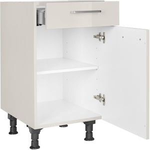 nobilia Unterschrank US45 45 cm Hell Grau Seiden grau Hoch Glanz 455 Flash 648