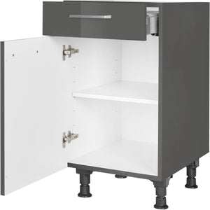 nobilia Unterschrank US45 45 cm Schiefergrau Dunkel Anthrazit Hoch glanz 453 Flash 648