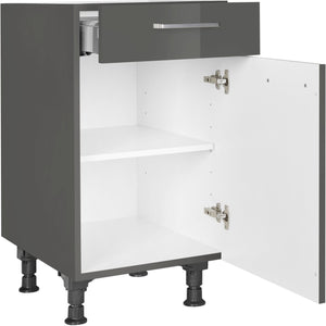 nobilia Unterschrank US45 45 cm Schiefergrau Dunkel Anthrazit Hoch glanz 453 Flash 648