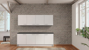 nobilia Waschküche Goslar 240 cm Alpinweiß matt Beton Schiefergrau Kompaktküche