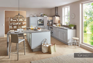 nobilia Winkelküche mit Kücheninsel Eckküche Cascada 772 Lacklaminat Steingrau 370x220+180 cm konfigurierbar mit E-Geräten