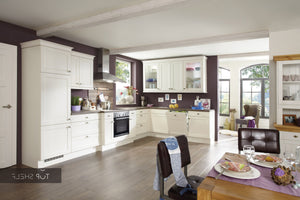 nobilia Winkelküche Eckküche Chalet 883 Lack Magnolia Matt 370x250 cm konfigurierbar mit E-Geräte spiegelverkehrt