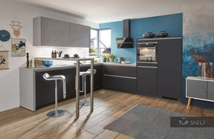 nobilia Winkelküche Eckküche Easytouch 961 Lacklaminat Grafitschwarz ultramatt 310x310 cm konfigurierbar mit E-Geräten