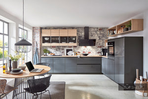 nobilia Winkelküche Eckküche Flash 453 Lacklaminat Schiefergrau Hochglanz 367 x 248 cm konfigurierbar mit E-Geräten