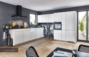 nobilia Winkelküche Eckküche Pura 834 Lack Weiß Hochglanz grifflose Küche 350x330 cm konfigurierbar mit E-Geräten spiegelverkehrt