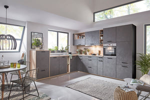 nobilia Winkelküche Eckküche Riva 839 Beton Terragrau 335 x 300 cm Küche konfigurierbar mit E-Geräten-top-shelf.de seitenverkehrt