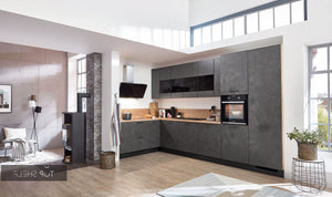 nobilia Winkelküche Eckküche Riva 839 Beton Terragrau Nachbildung 365 x 185 cm Küche konfigurierbar mit E-Geräten-top-shelf.de seitenverkehrt