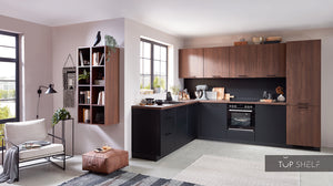 nobilia Winkelküche Eckküche Riva 840 Nussbaum 245 x 305 cm konfigurierbar mit E-Geräten