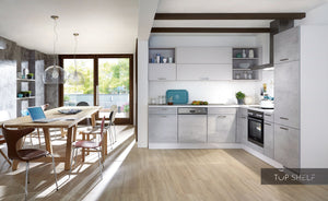 nobilia Winkelküche Eckküche Riva 892 Beton Grau 250 x 250 cm konfigurierbar mit E-Geräten