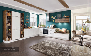 nobilia Winkelküche Eckküche Speed 244 Alpinweiß 335 x 365 cm Küche konfigurierbar mit Elektrogeräten spiegelverkehrt