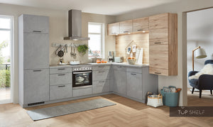 nobilia Winkelküche Eckküche StoneArt 304 Schiefer steingrau Nachbildung 310x250cm konfigurierbar mit E-Geräten