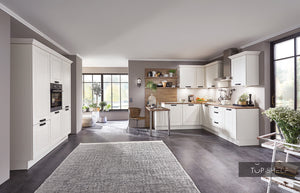 nobilia Winkelküche Eckküche Sylt 849 Lack Magnolia matt 250x250+180cm konfigurierbar mit E-Geräten