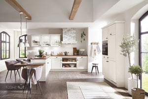 nobilia Winkelküche Eckküche York 901 Echtholz Seidengrau lackiert 360x250+120cm konfigurierbar mit E-Geräten spiegelverkehrt