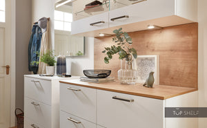 nobilia Wohnmöbel Set mit Abdeckplatte und Rückwandverkleidung in Eiche