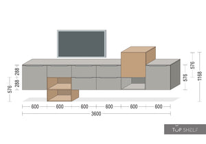 nobilia Wohnwand Lowboards Wohnzimmer Set 360 cm LUX 823 Schiefergrau Hochglanz