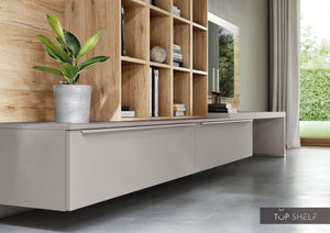 nobilia Wohnwand Lowboards Wohnzimmer Set 360 cm Touch 341 Steingrau supermatt