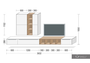 nobilia Wohnwand Lowboards Wohnzimmer Set 360 cm Touch 332 Alpinweiß supermatt