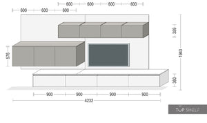 nobilia Wohnwand Lowboards Wohnzimmer Set 423 cm RIVA 892 Beton grau Nachbildung