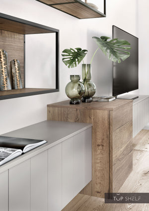 nobilia Wohnwand Lowboards Wohnzimmer Set 450 cm GENT 741 Steingrau