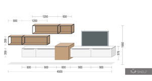 nobilia Wohnwand Lowboards Wohnzimmer Set 450 cm GENT 741 Steingrau