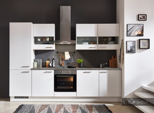 nobilia elements kleine Einbauküche Gotha Alpinweiß matt Dekor 192 Beton Schiefergrau