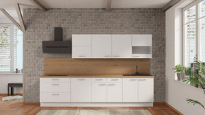 nobilia küchenzeile Würzburg 330 cm Alpinweiß matt günstig Eiche Provence komplett mit Kochfeld