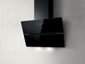 Elica Dunstabzugshaube WISE 60 BK (Abluft) schwarz 50cm kopffrei mit LED-Beleuchtung, Glas-Front, Metallfilter,Touch-Control LED 4 Motorstufen (max. 691m³/h)
