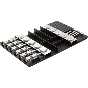 Nobilia Holz-Besteckeinsatz Esche schwarz mit Messerblock und Einsatz für Gewürzmühlen und BE-MGG80N 39418