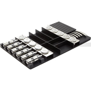 Nobilia Holz-Besteckeinsatz Esche schwarz mit Messerblock und Einsatz für Gewürzmühlen und BE-MGG80N 39418