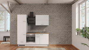 nobilia Kompaktküche Uelzen 210 cm Alpinweiß matt Eiche Provence komplette Küche