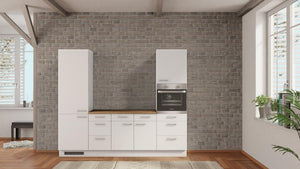 nobilia Küche Bad Oeynhausen 255 cm komplett Küchen Günstig in Alpinweiß matt Eiche Provence Büro-Küchenblock