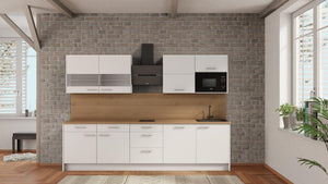 nobilia Küchenzeile Gladbeck 300 cm Weiß matt mit preisen Eiche Provence mit Geschirspüler