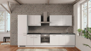 nobilia Küchenzeile Wolfenbüttel 375 cm Alpinweiß matt Beton Schiefergrau mit elektrogeräten günstig mit aufbau