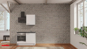 nobilia Miniküche Plauen 120 cm Alpinweiß matt Beton Schiefergrau mit Backofen