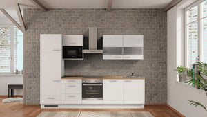 nobilia küchenzeile Pforzheim 300 cm Alpinweiß matt Eiche Provence mit Backofen