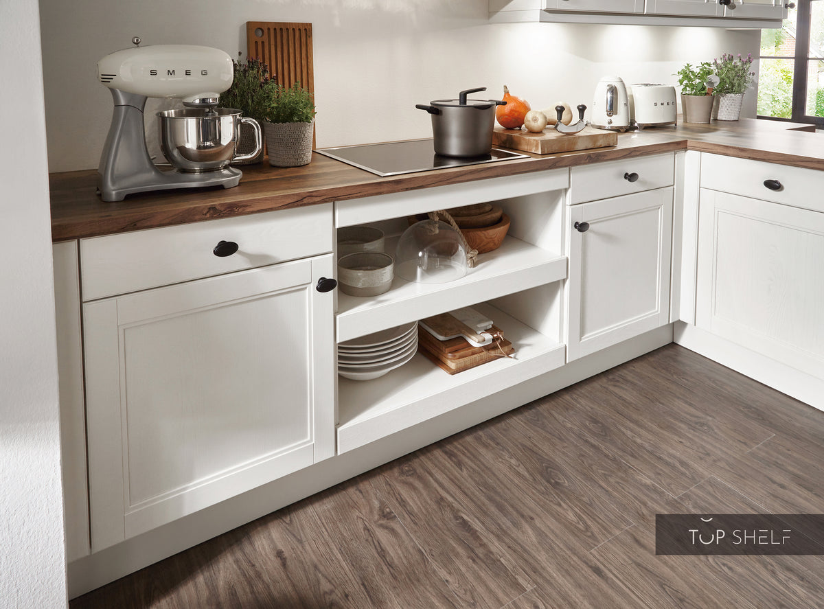 nobilia Winkelküche Eckküche York 901 Echtholz Seidengrau lackiert 360x250+120cm konfigurierbar mit E-Geräten