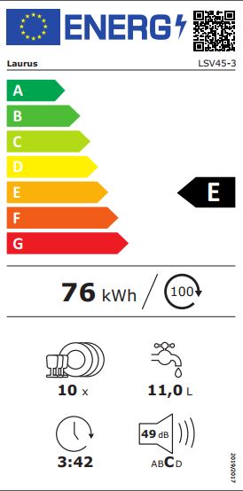 LAURUS Spülmaschine LSV45-3 | Einbau-Geschirrspüler 45 cm vollintegriert 