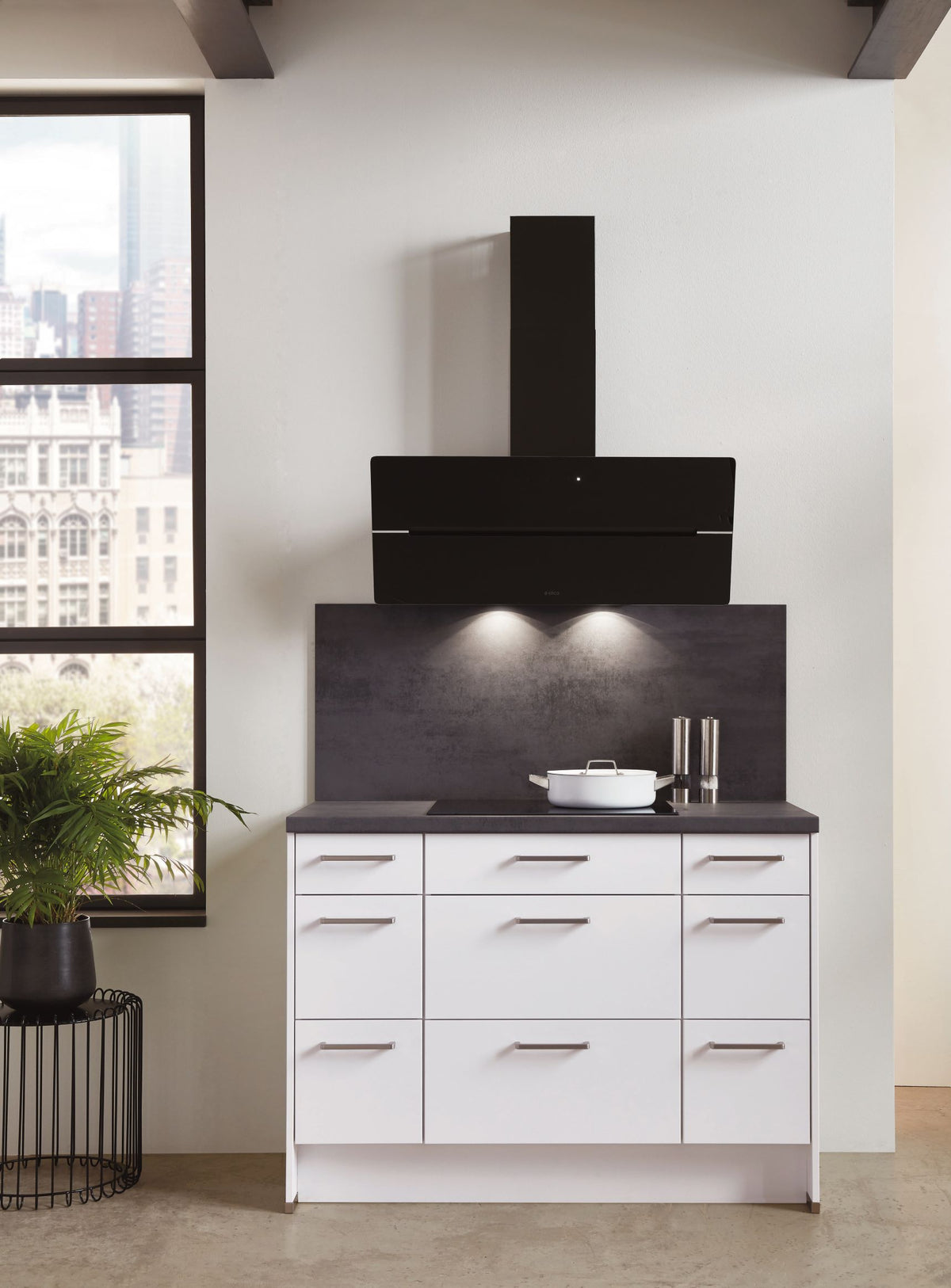 nobilia Nischenverkleidung Beton Schiefergrau Küche Küchenrückwand