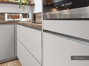 nobilia U-Küche Fashion 165 Lack Steingrau matt 310x320x190cm konfigurierbar mit E-Geräten Detail