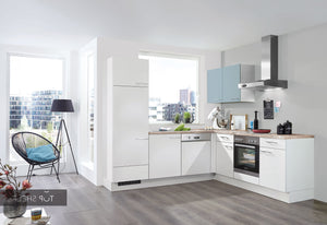 nobilia Winkelküche Eckküche Touch 332 Lacklaminat Alpinweiss supermatt 250x310 cm konfigurierbar mit E-Geräten spiegelverkehrt