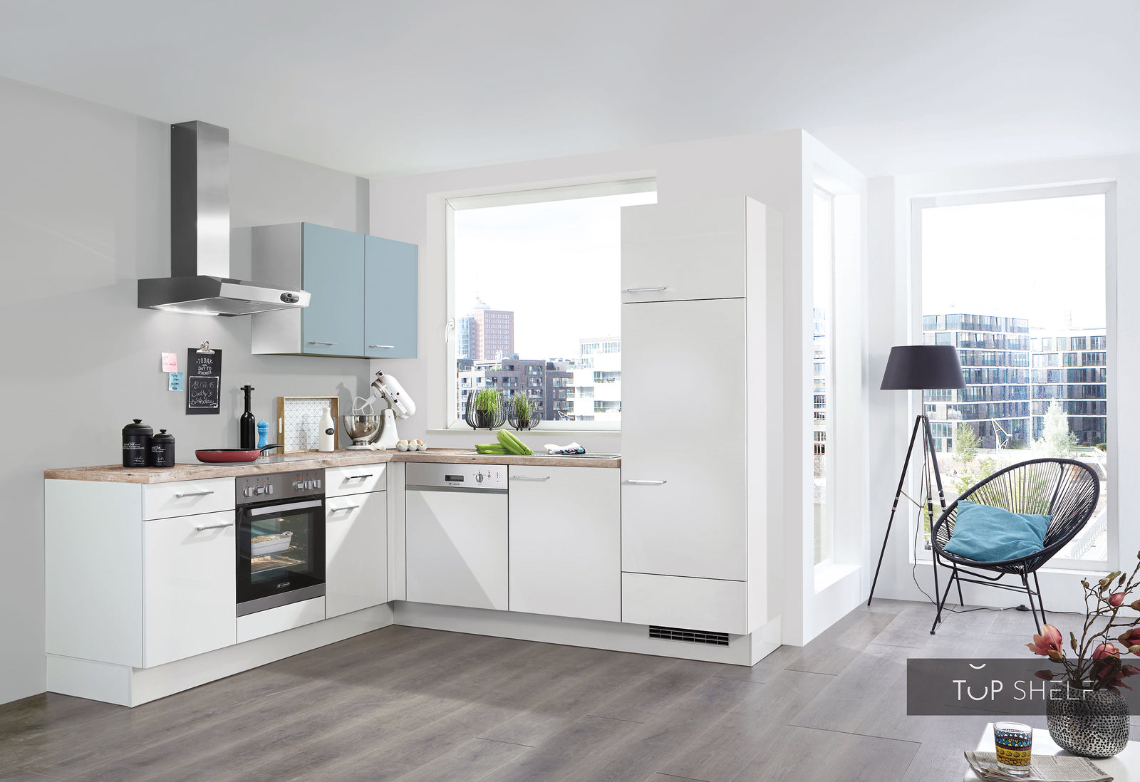 nobilia winkelkeuken hoekkeuken Touch 332 Alpinweiss supermat 250x310 cm configureerbaar -