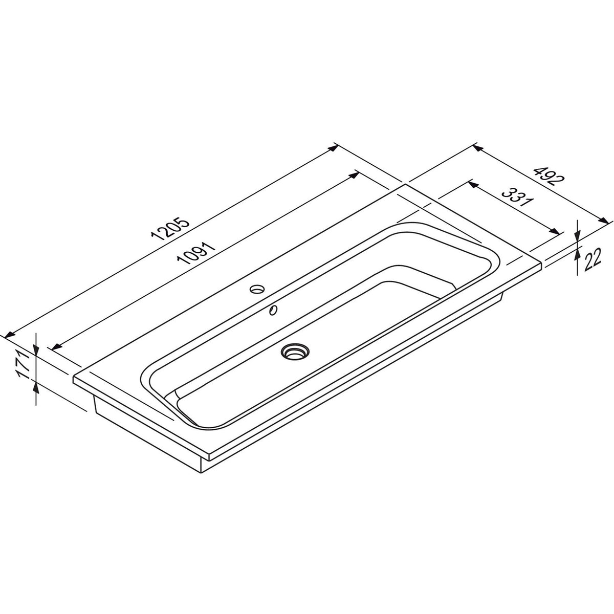 DISEGNO CERAMICA- Moebelwaschtisch LAVABO BLOB 1200- Keramik Weiss Hochglanz 87738 87738