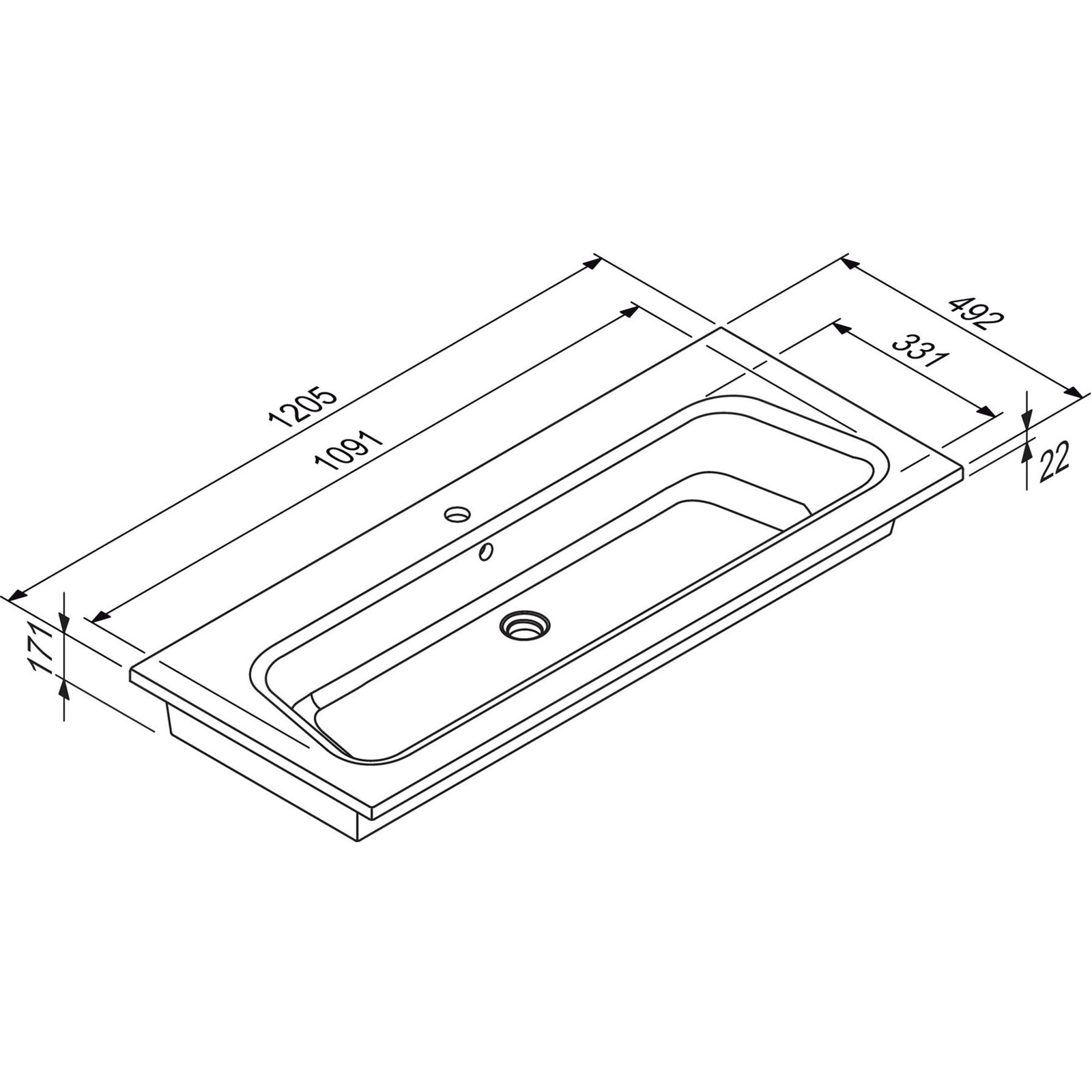 DISEGNO CERAMICA- Moebelwaschtisch LAVABO BLOB 1200- Keramik Weiss Hochglanz 87738 87738